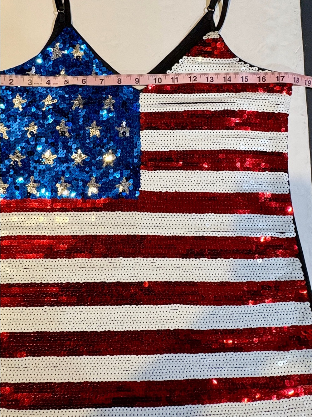 Sequin American Flag Camisole Top - Red, White & Blue - Picture 5 of 7